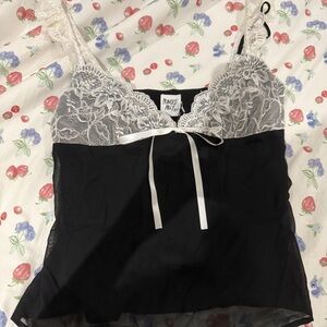 Princess Polly Black and White Lace Tank Top
